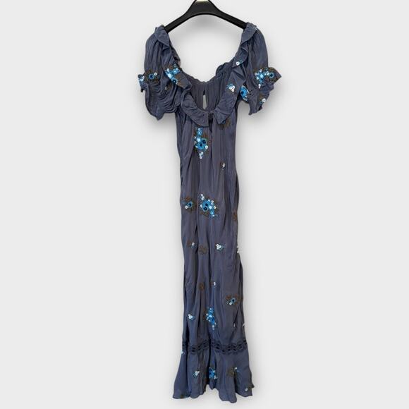 Free People Bali Santa Cruz Ruffle Midi Dress Size Large - Picture 6 of 13